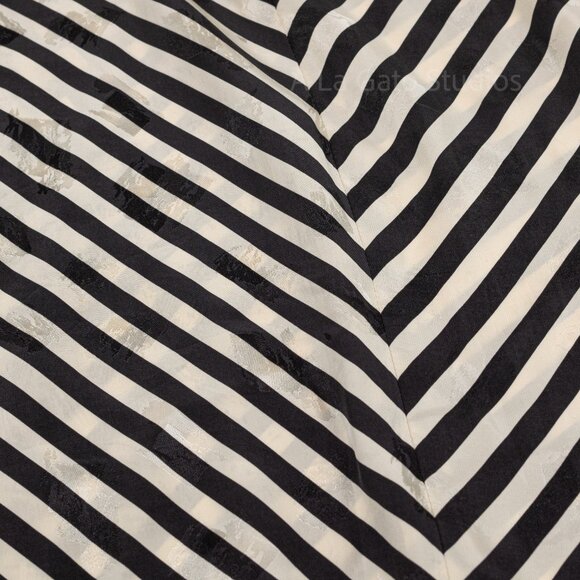 Paraphernalia Brand Vintage Black Cream Jacquard Silk Chevron Striped Skirt - Picture 6 of 7